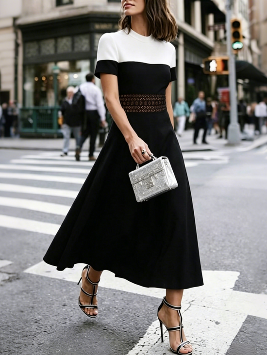 Urban Black And White Colorblock Maxi Dress