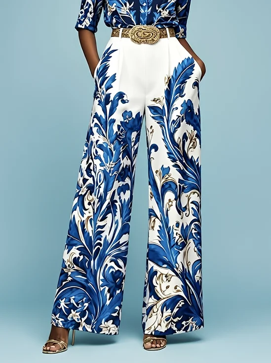 Urban Floral Straight Pants  No Belt
