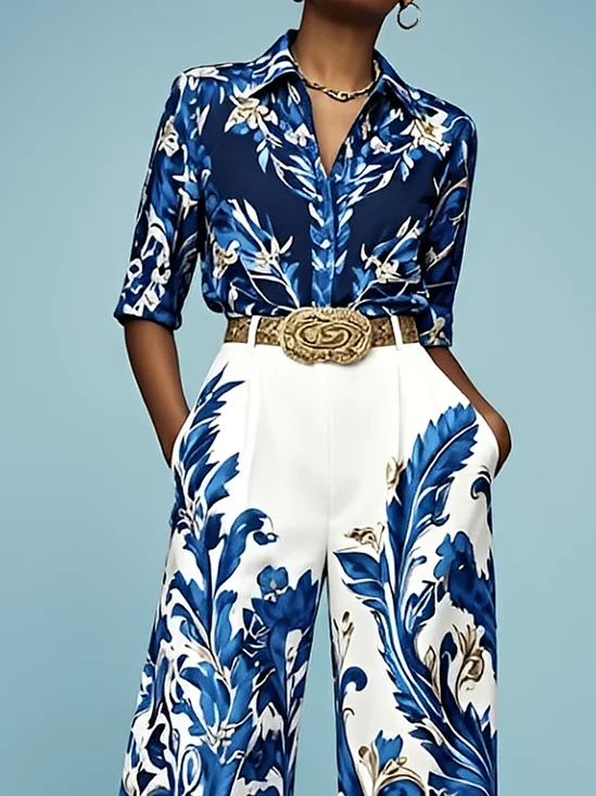 Urban Floral Shirt Collar Shirt