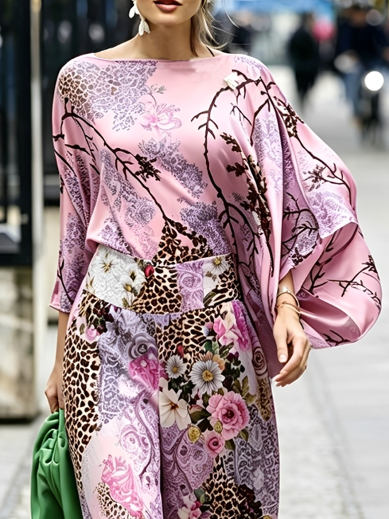 Vacation 3D Printing Crew Neck Blouse