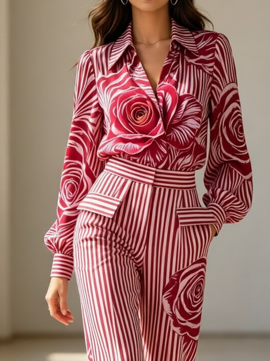 Urban Striped Shirt Collar Shirt