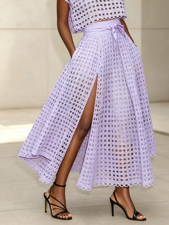 Elegant Side-Slit Plain Maxi Skirt