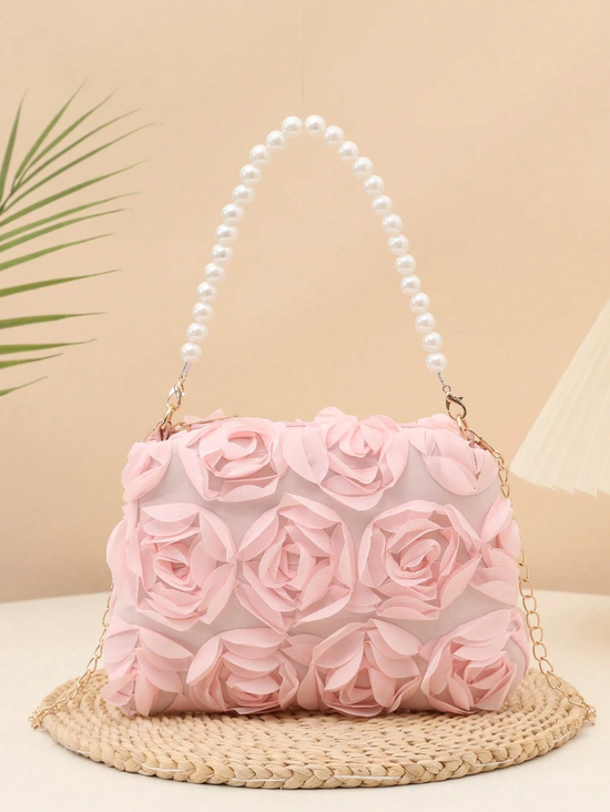 Elegant 3D Floral Clutch Bag