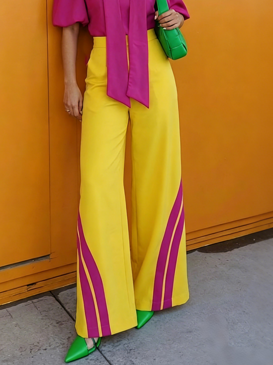 Urban Color Block Wide Leg Pants