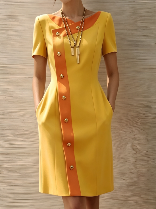 Urban Color Block Irregular Craftsmanship Mini Dress