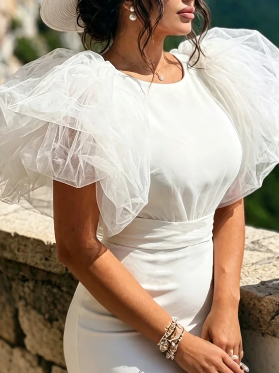 Elegant Plain Puff Sleeve Blouse