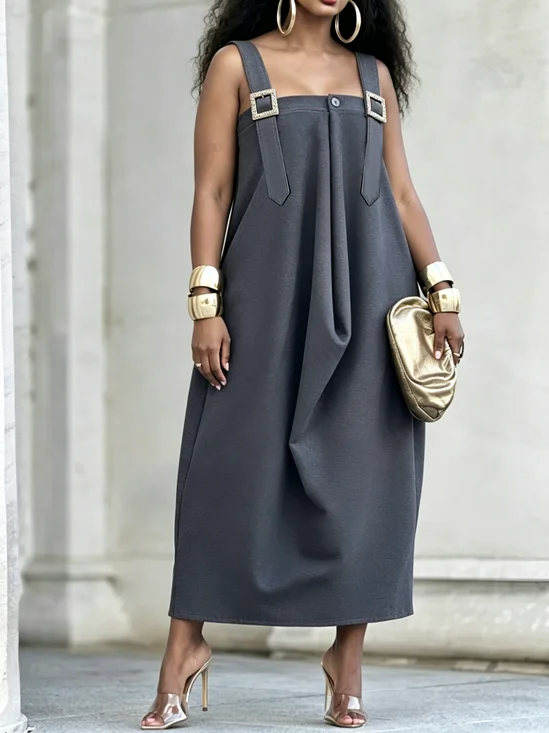 Urban Plain Square Neck Maxi Dress