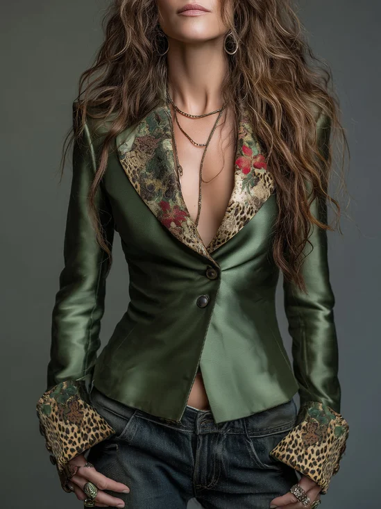 Urban Printing Leopard Lapel Collar Blazer