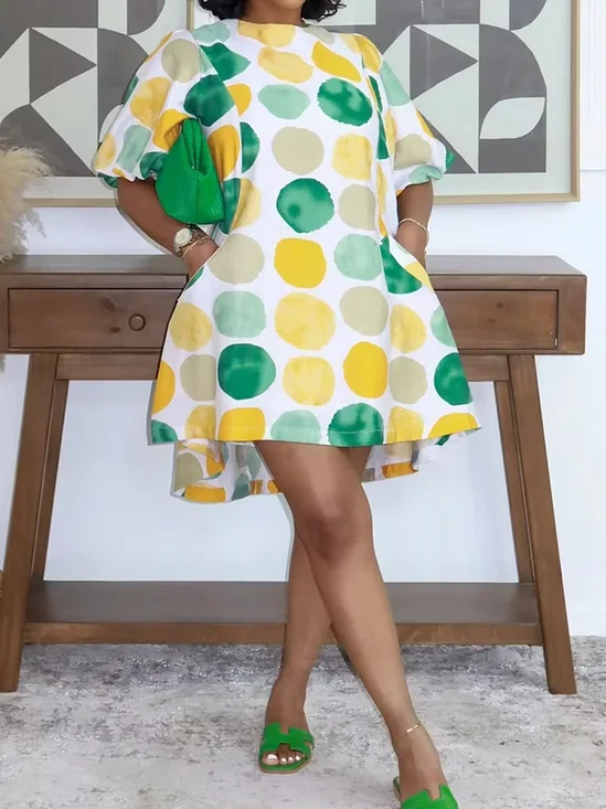 Urban Polka Dots Crew Neck Mini Dress