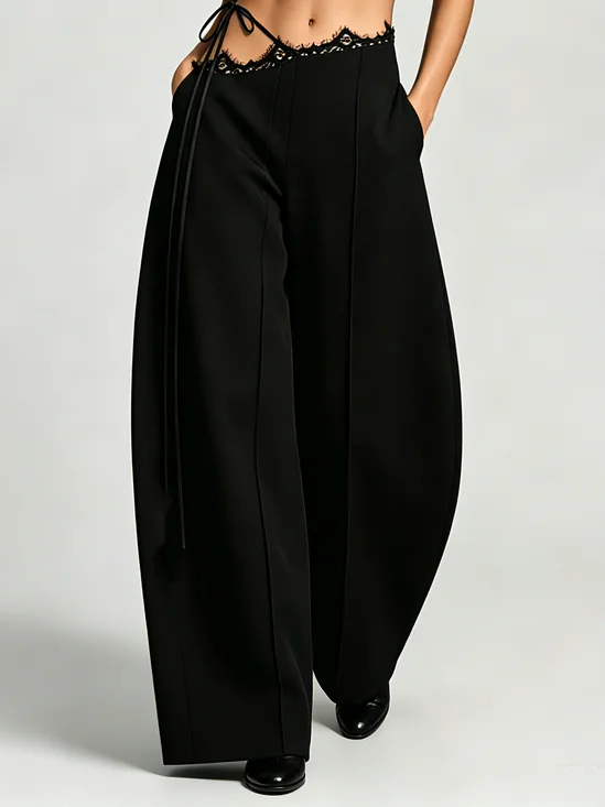 Urban Plain Lace-up Turnip Pants