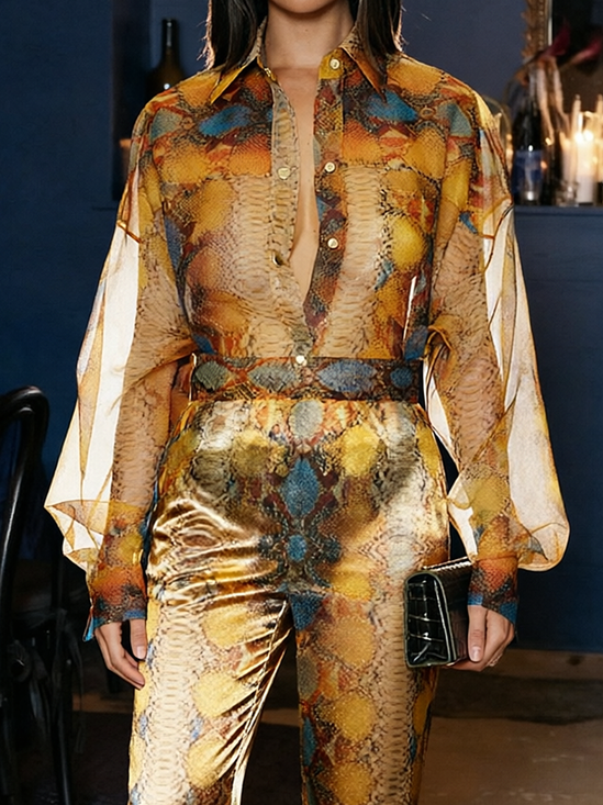 Urban Snakeskin Shirt Collar Shirt