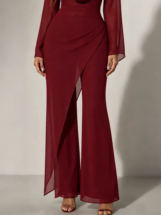 Elegant Plain Flare Pants