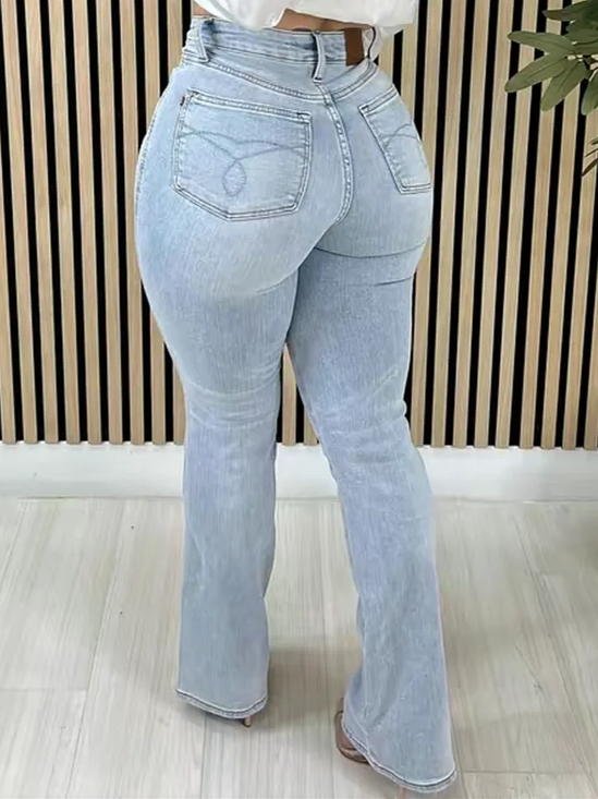 Denim Casual Plain Jeans