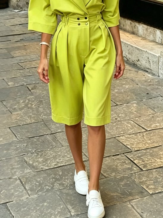 Urban Plain Buttoned Shorts