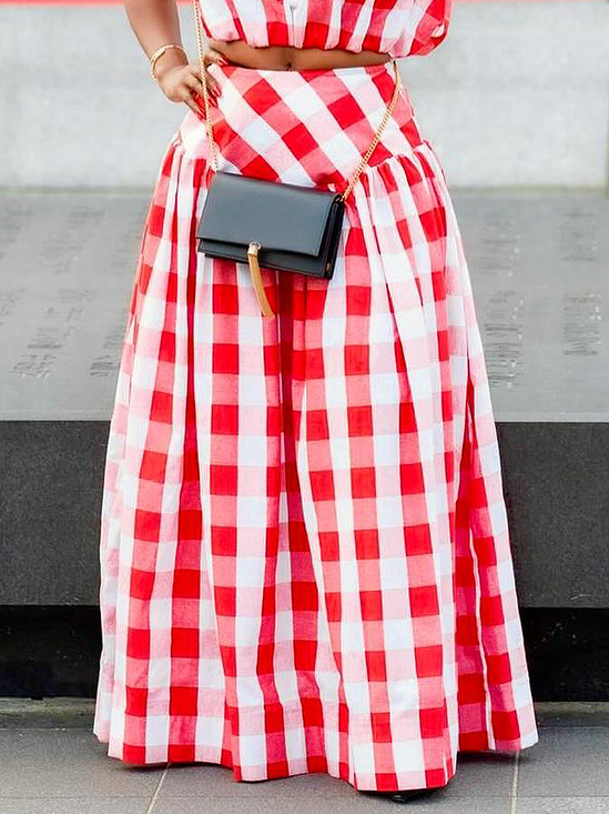 Urban Plaid Maxi Skirt