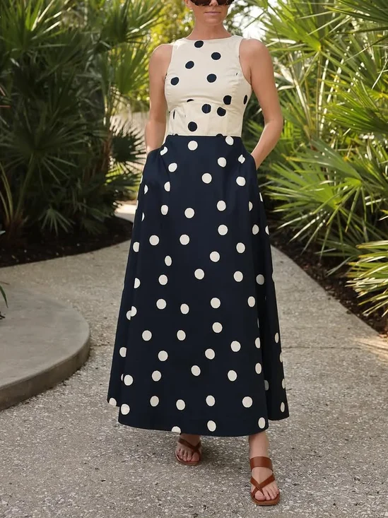 Urban Polka Dots Printing Midi Dress