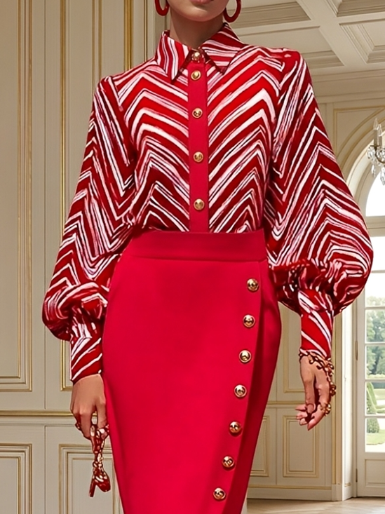 Urban Geometric Shirt Collar Shirt