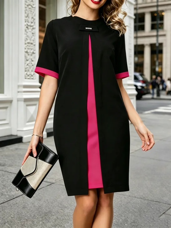 Urban Color Block  Knee Length Dress