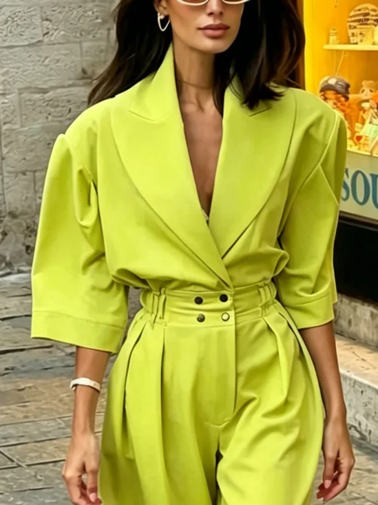 Urban Plain Shawl Collar Blazer