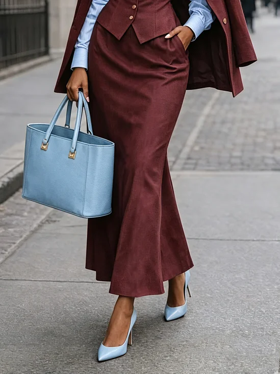 Urban Plain Mermaid Midi Skirt