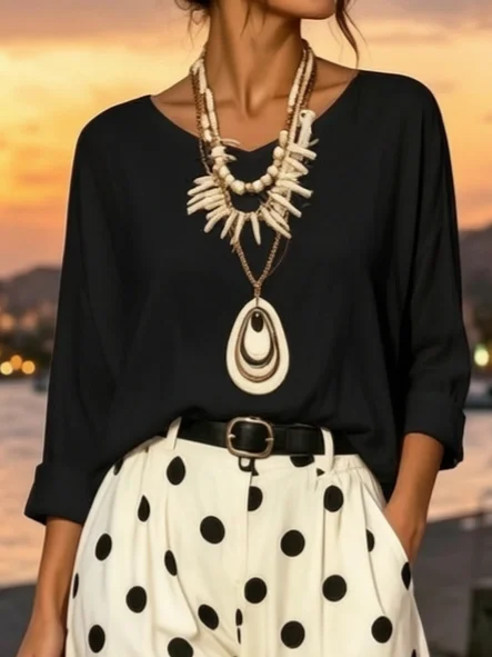 Casual Plain Loosen  T-shirt