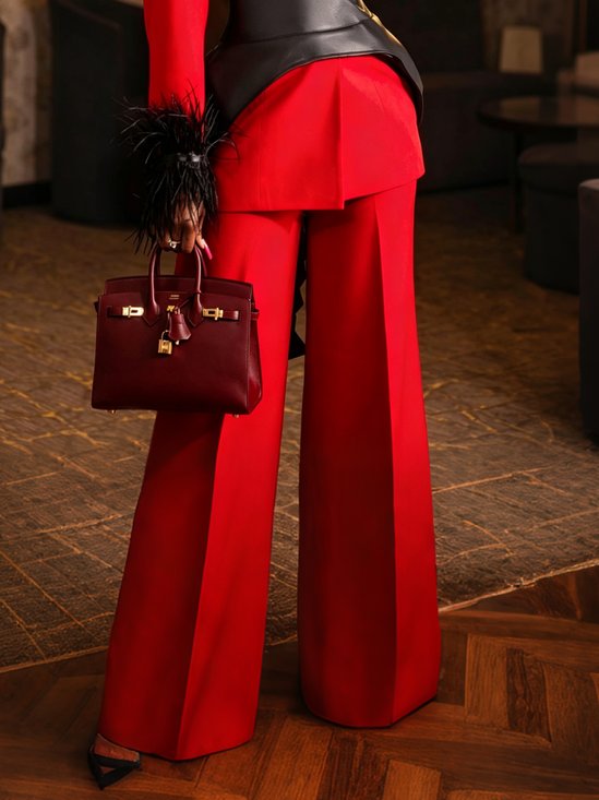 Elegant Plain Wide Leg Pants