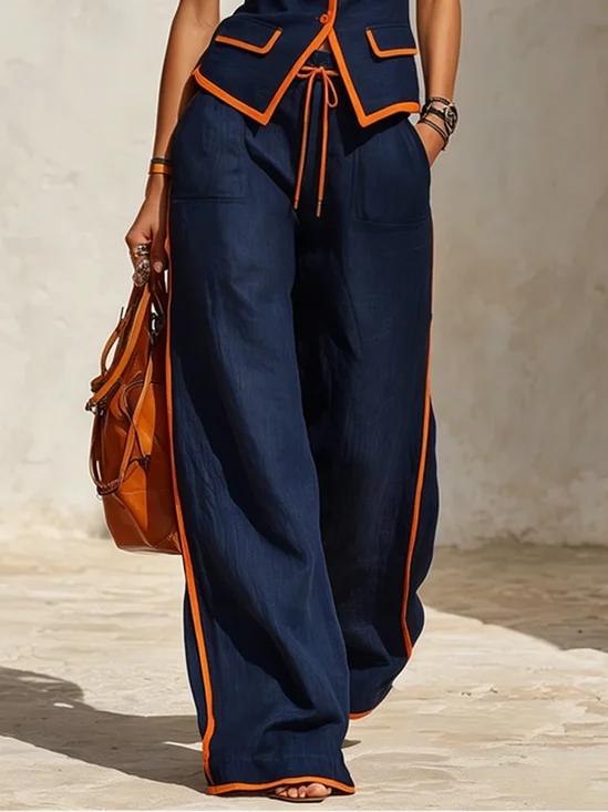 Plus Size Casual Cotton And Linen Printing Loose Pants