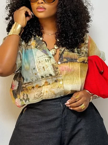 Cotton Urban Random Print Printing Shirt
