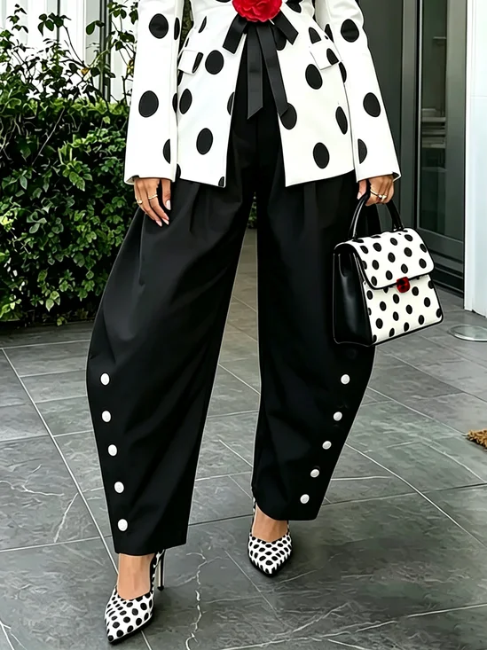 Urban Plain Buttoned Fashion Pants