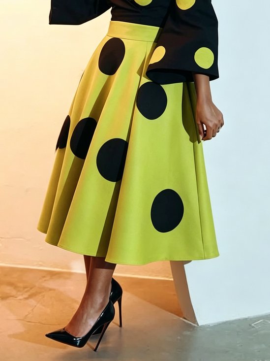 Elegant Printing Polka Dots Midi Skirt