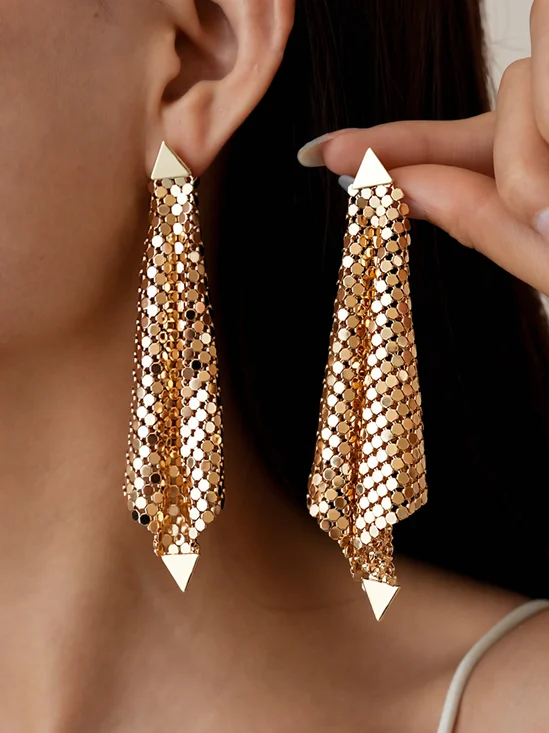 Geometric Diamond-Shaped Silver-Post Earrings