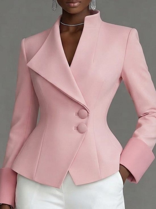 Urban Irregular Craftsmanship Plain Shawl Collar Blazer