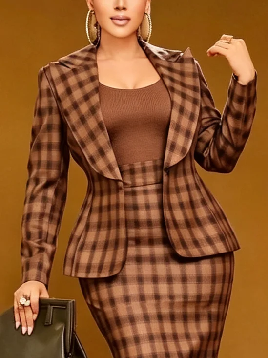 Urban Printing Plaid Shawl Collar Blazer