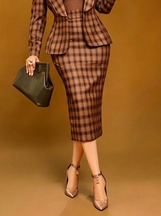 Urban Printing Plaid Midi Skirt