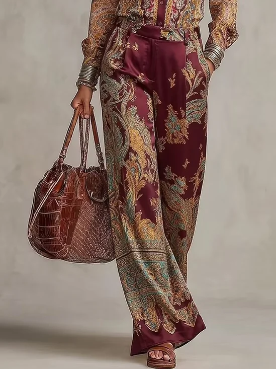 Loose Urban Paisley Long Straight Pants