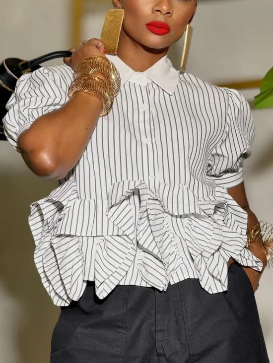 Urban Striped Peplum Shirt