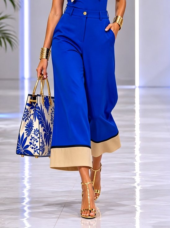 Urban Color Block Split Joint Wide Leg Pants