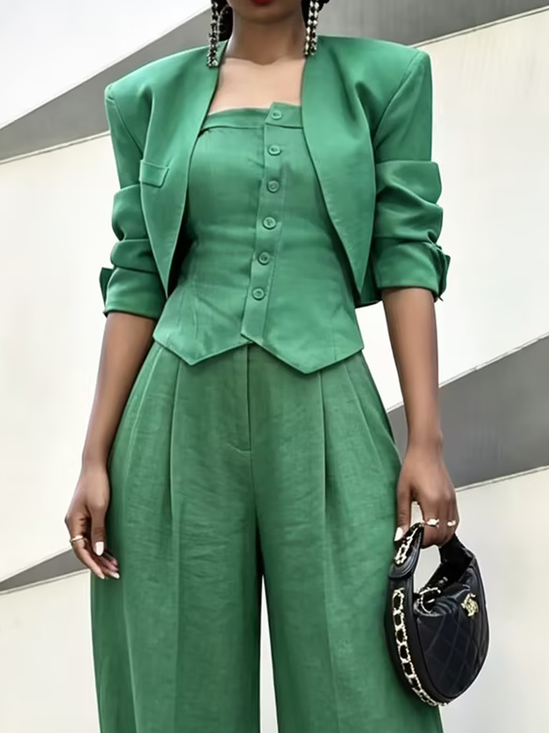 Urban Plain Two-Piece Long Sleeve Set Includes inner top