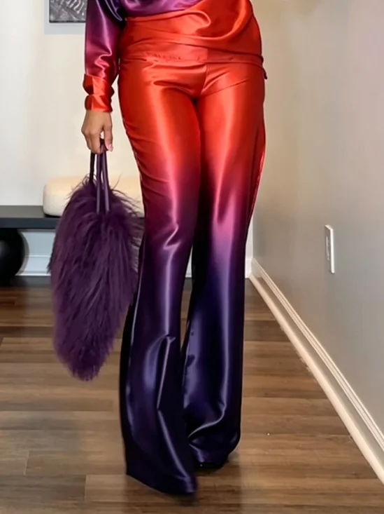 Elegant Gradient Pattern Printing Flare Pants