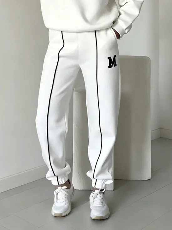 Casual Color Block Webbing Sweatpants