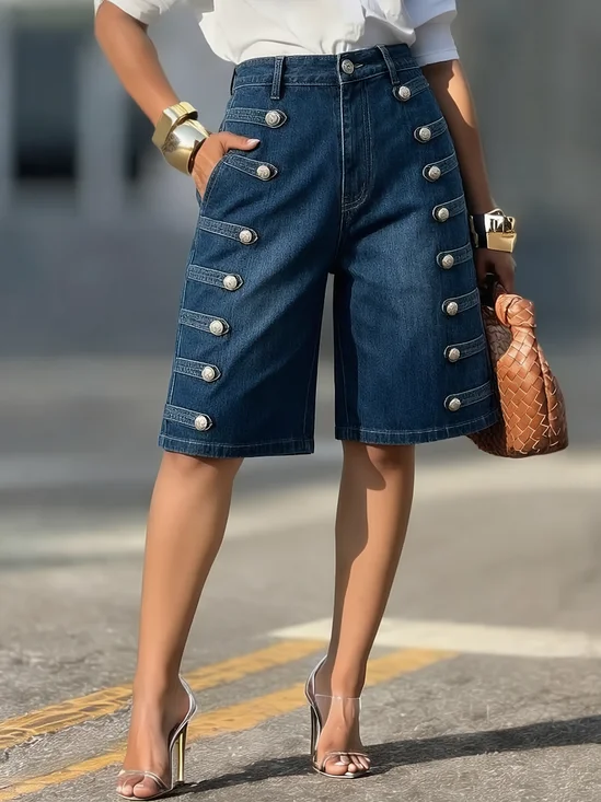Casual Regular Fit Denim Shorts