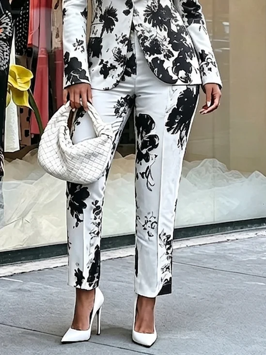 Urban Floral Printing Slim Fit Pants