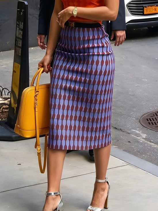 Elegant Geometric Midi Skirt