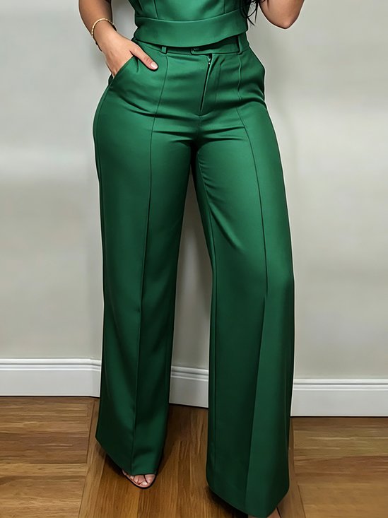 Cotton And Linen Casual Plain Straight Pants