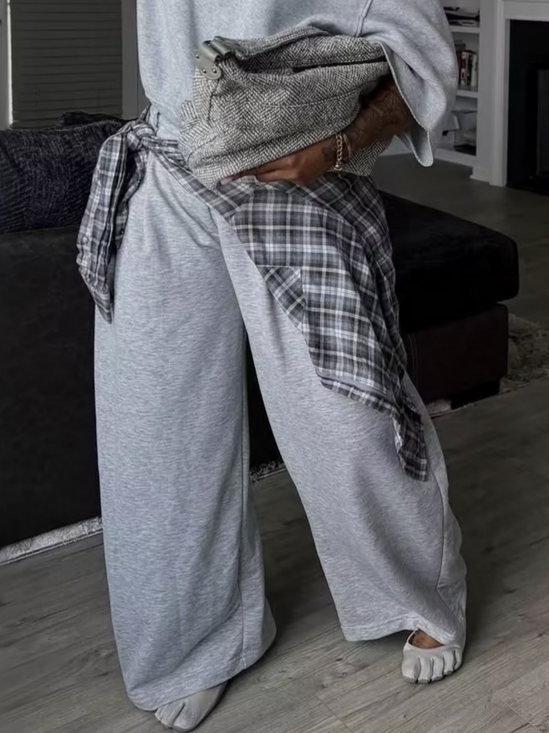 Casual Plain Loosen Wide Leg Pants