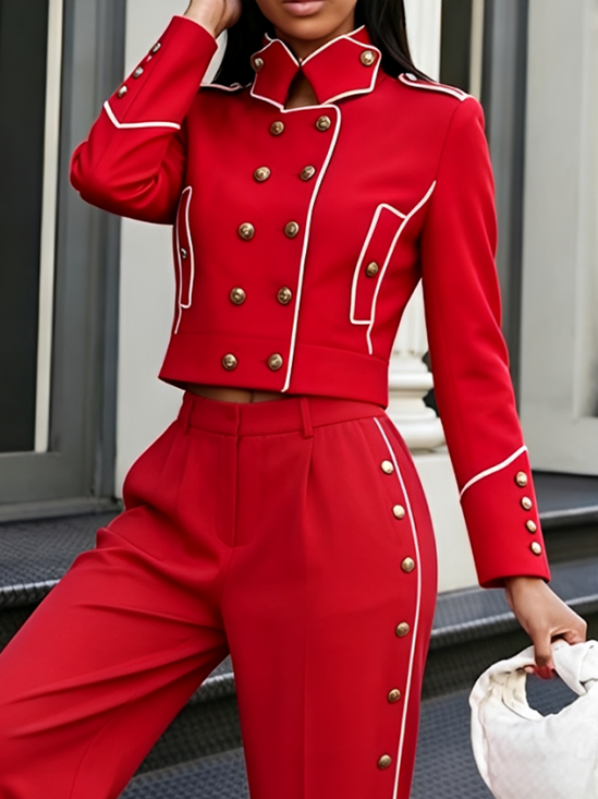 Urban Color Block Stand Collar Jacket