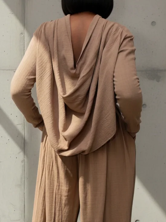 Urban Plain Stand Collar Long Sleeve Blouse