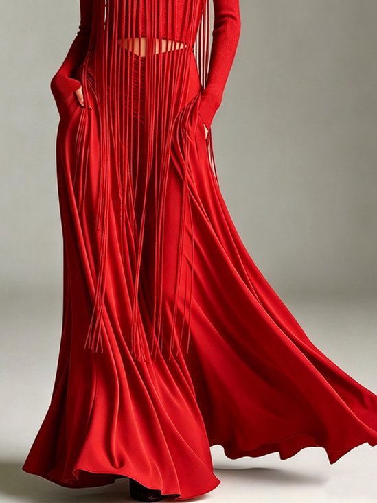 Elegant Plain Ruched Wide Leg Pants