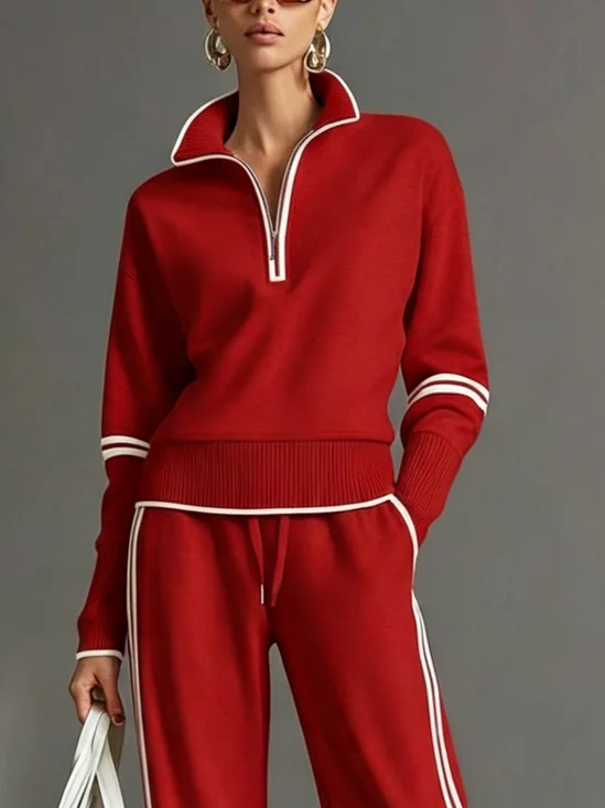 Urban Color Block Zipper Turtleneck Sweater
