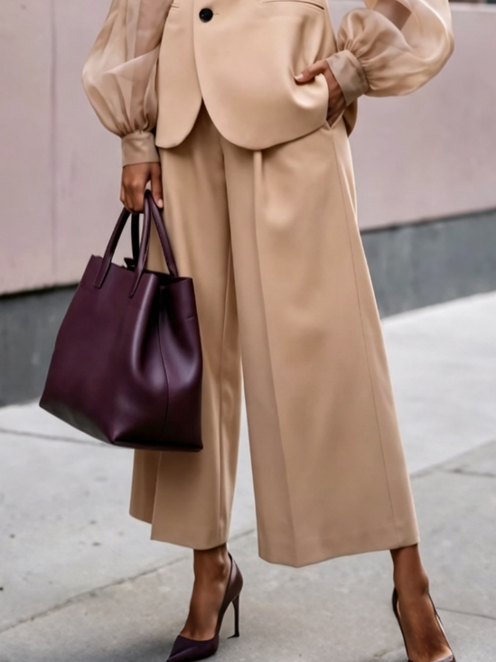 Urban Plain Wide Leg Pants